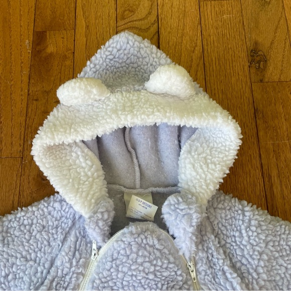 VINTAGE CUDDLE TIME FLEECE ONE PIECE CAT APPLIQUÉ ZIP UP OUTFIT SIZE 6/12 MONTHS - Picture 3 of 6